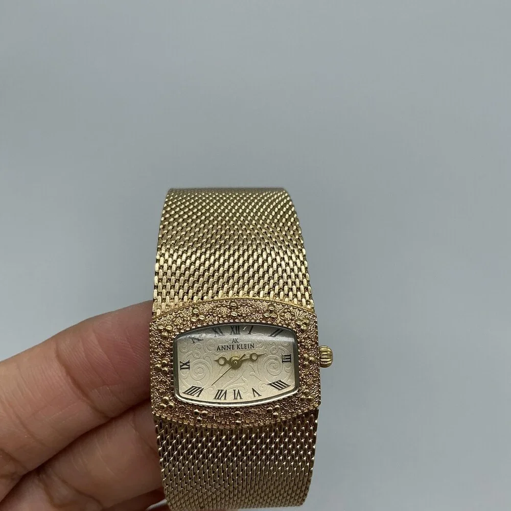 Anne Klein Womens Watch 25mm Cream Dial Gold Tone Mesh Band 10/6416 New Battery